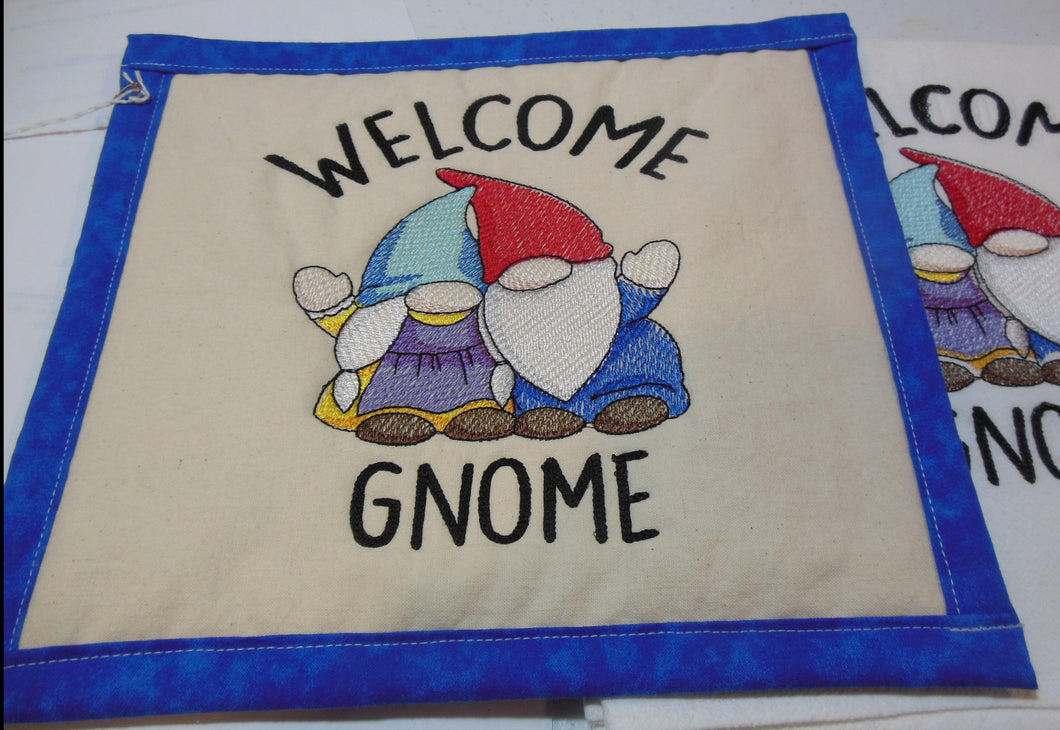 Welcome Gnome Towel & Potholder Set