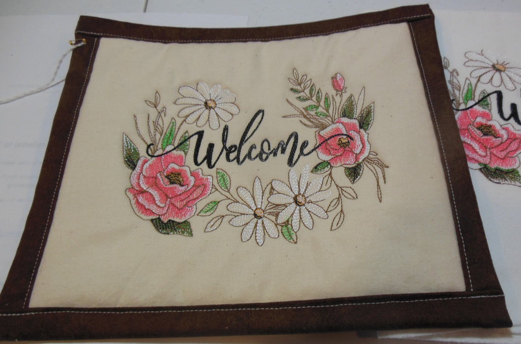 Welcome with florals Towel & Potholder Set
