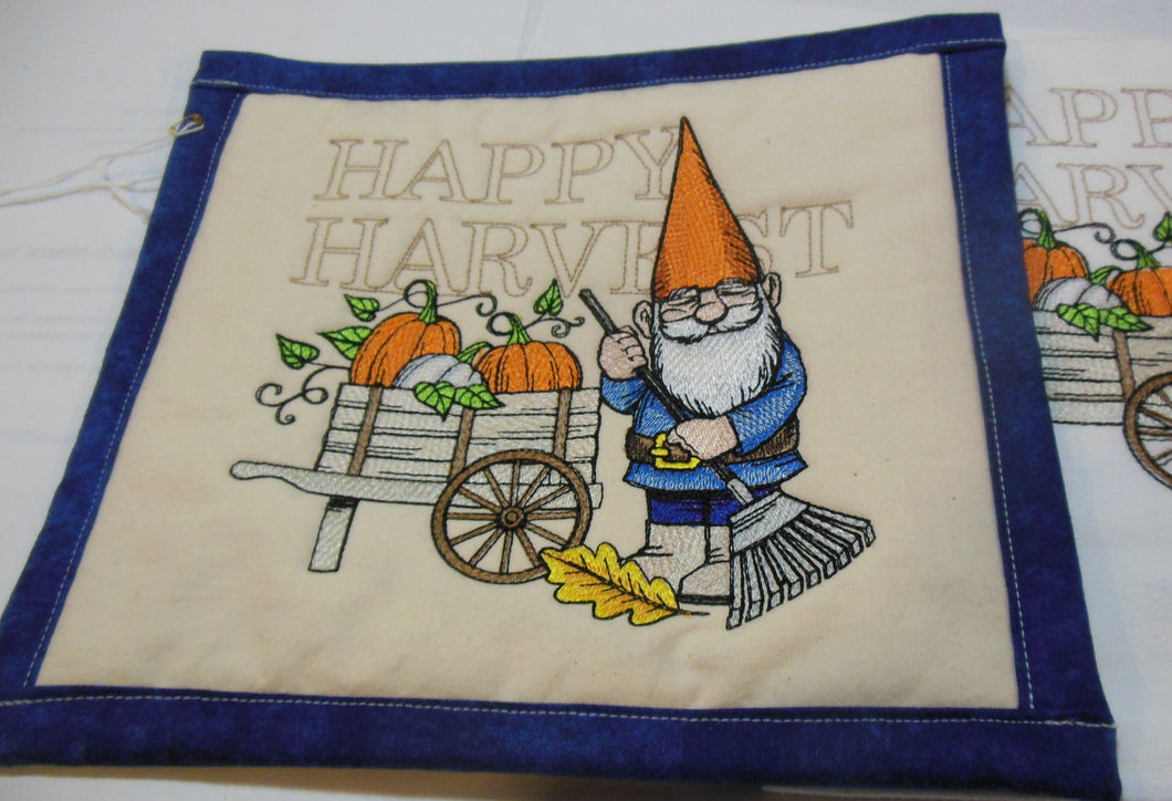 Autumn Gnome with pumpkin cart Towel & Potholder Set