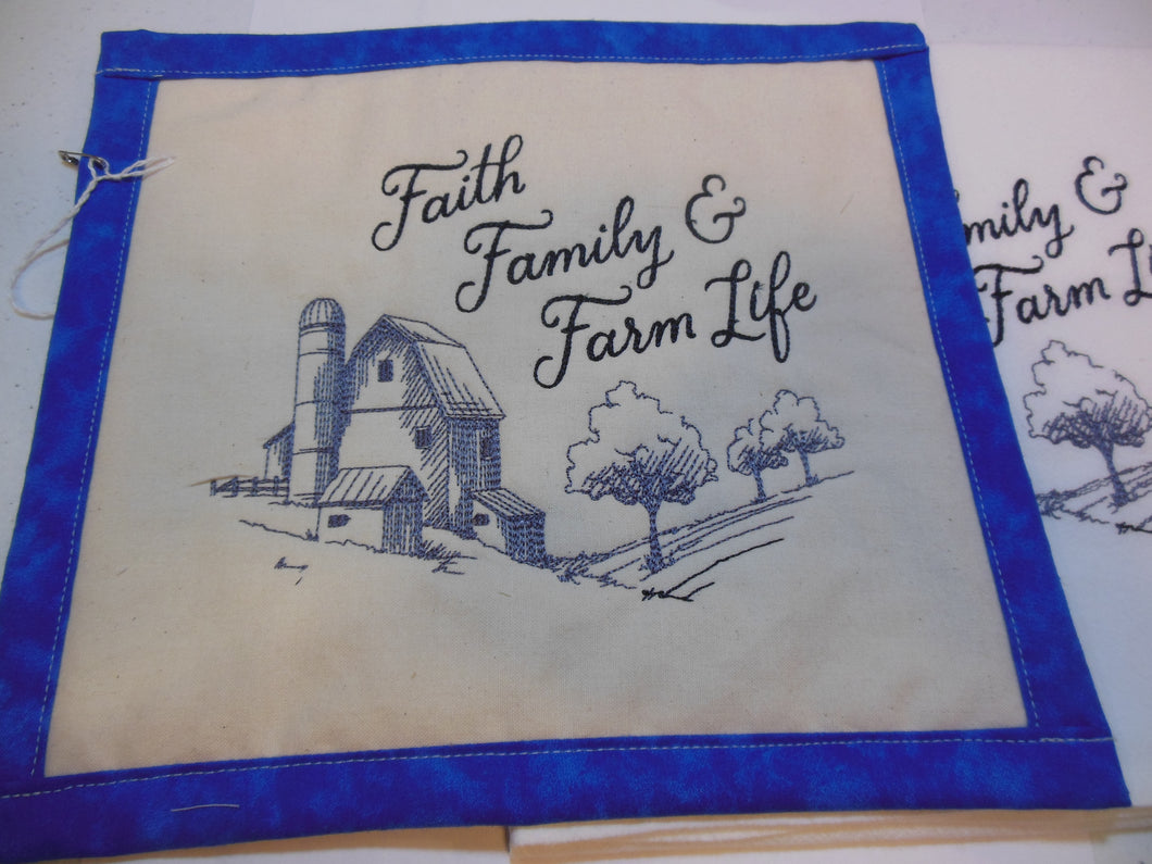 Faith Family & Farm life Towel & Potholder Set