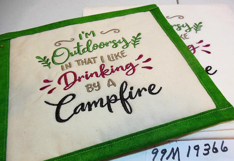 Drinking by a Campfire Towel & Potholder Set