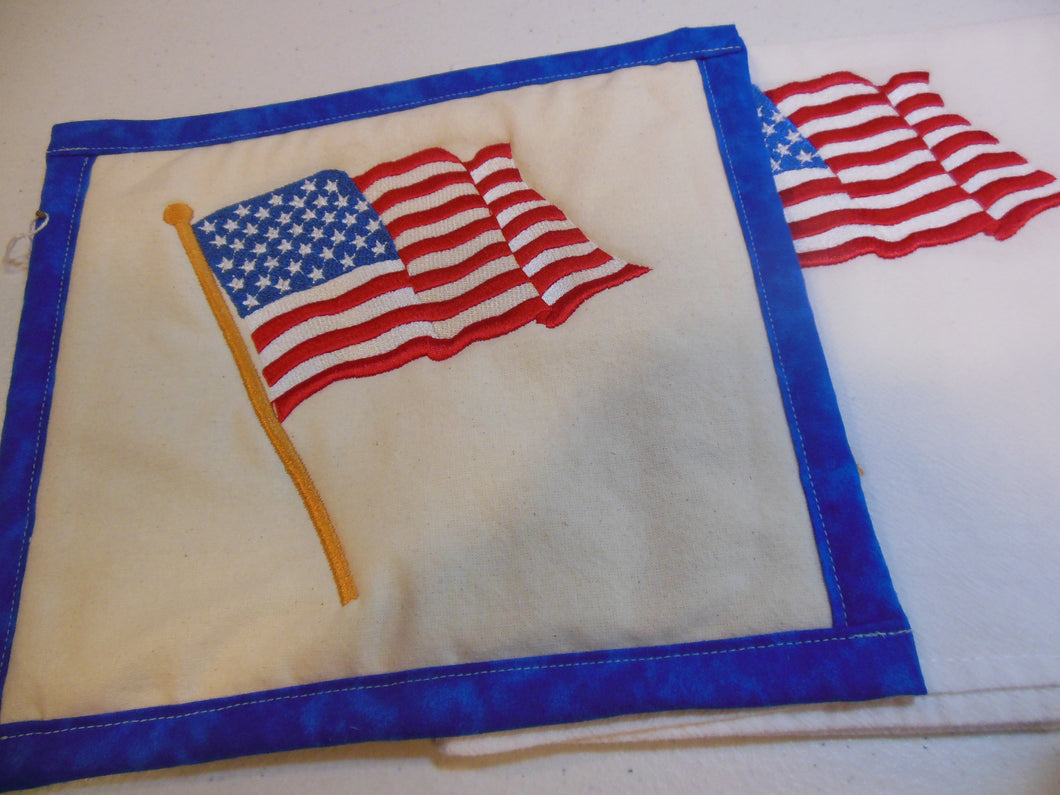 US Flag Towel & Potholder Set