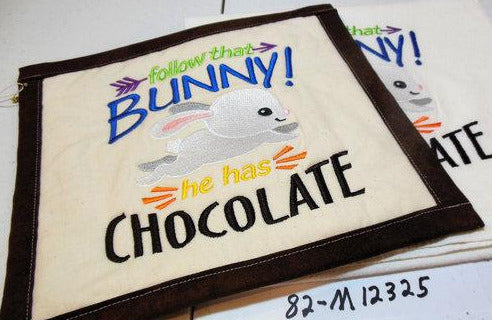 Follow The Bunny He Has Chocolate Towel & Potholder Set
