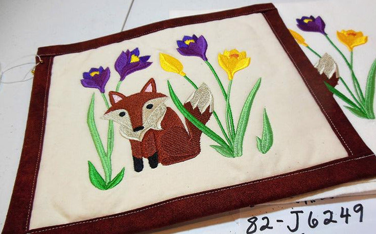 Fox with Flowers Towel & Potholder Set
