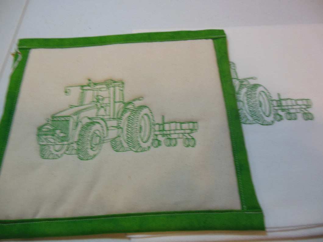 Tractor and planter greenwork Towel & Potholder Set
