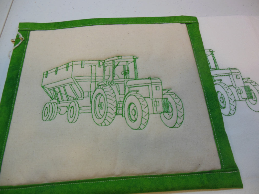 Tractor and gravity box greenwork Towel & Potholder Set