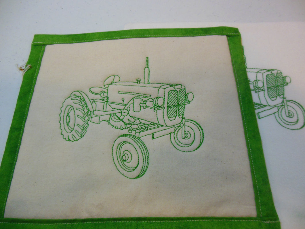 Tractor I greenwork Towel & Potholder Set