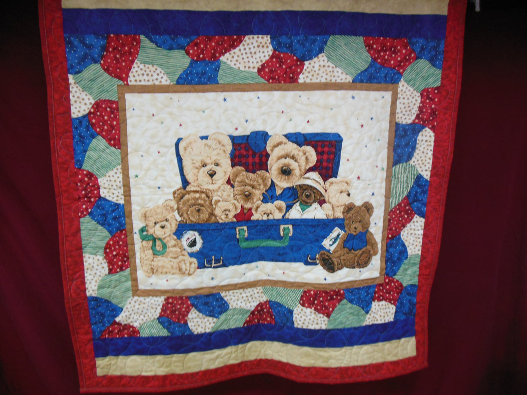Teddy Bears in a suitcase  Childrens Quilt
