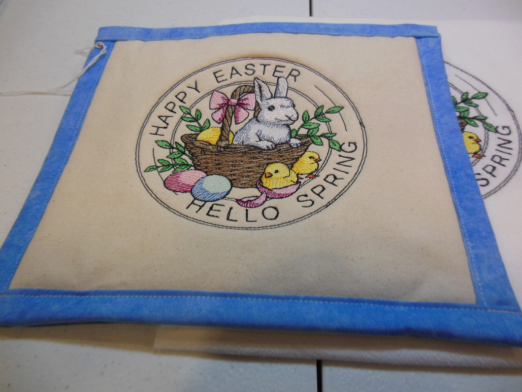 Happy Easter Stamp Towel & Potholder Set