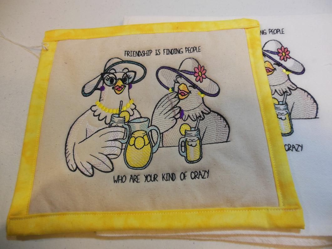 Your kind of crazy friendship - chicken Towel & Potholder Set
