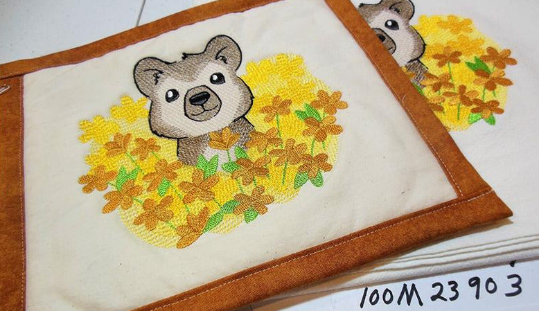 Bear in Flowers Towel & Potholder Set