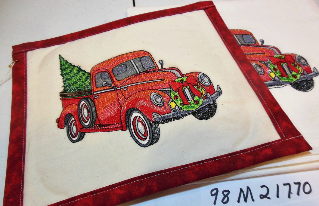 Red Truck & Tree Towel & Potholder Set