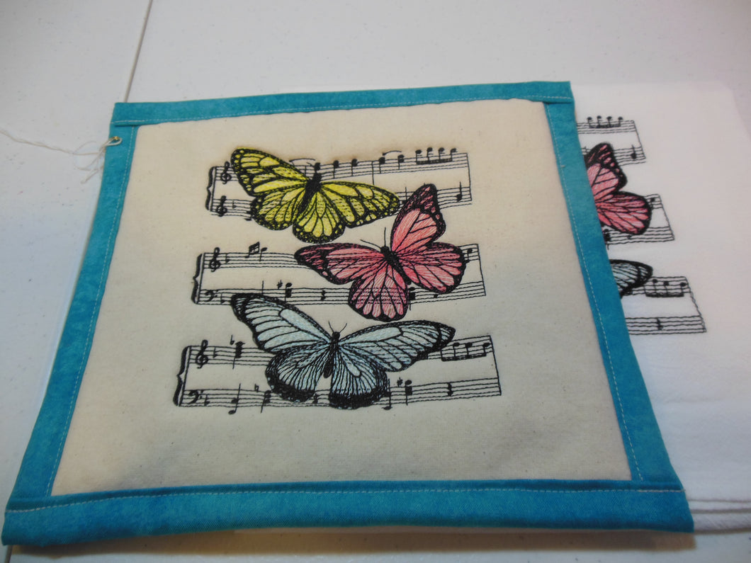 Music of nature - butterfly trio Towel & Potholder Set