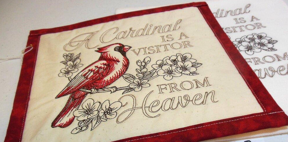 Cardinal is a Visitor from Heaven Towel & Potholder Set
